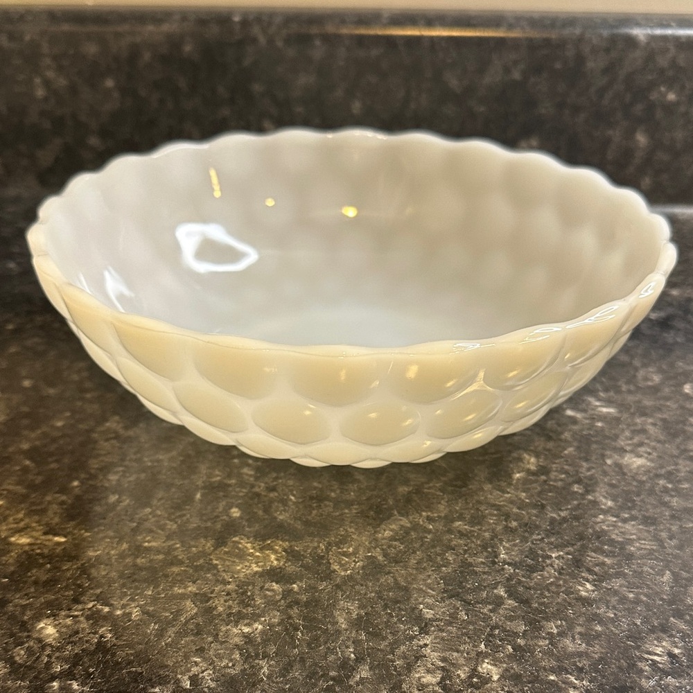 Vintage Anchor Hocking Milk Glass Bubble Bowl